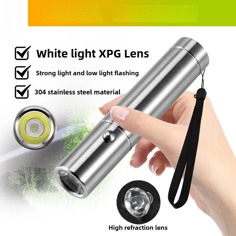 Mini High-grade Stainless Steel 100000Lumens XPG Tactical Flashlight With 18650 Li-ion Battery High Endurance 20 Years of Use