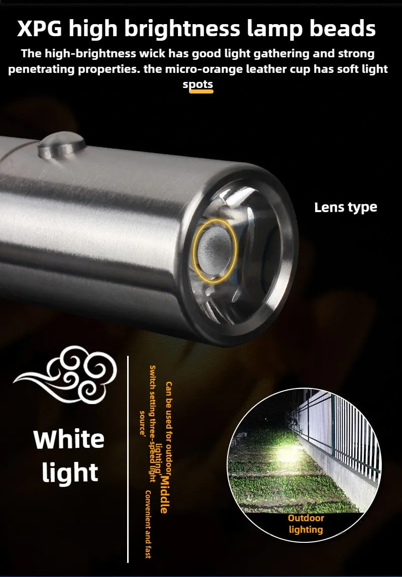 Mini High-grade Stainless Steel 100000Lumens XPG Tactical Flashlight With 18650 Li-ion Battery High Endurance 20 Years of Use