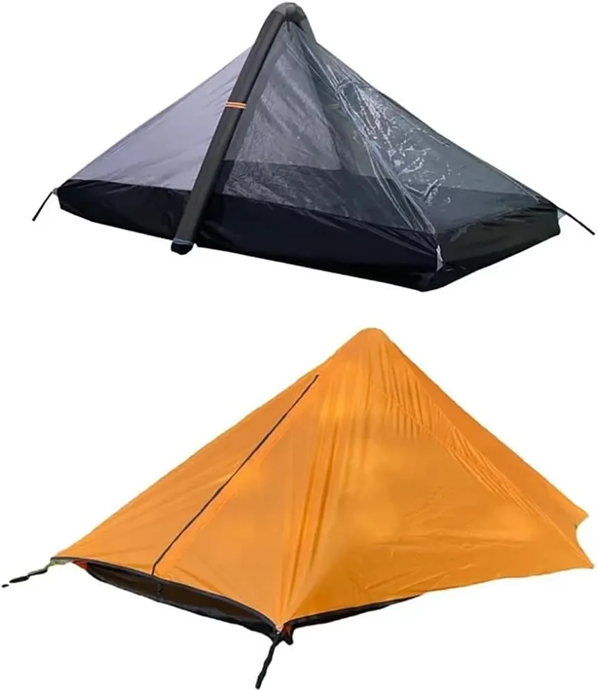 Mini Inflatable tent, Waterproof freezing tent, 1-2 Person hiking tents Double Layer ultralight for Camping, Not required Tent Pole installed in Seconds for Camping