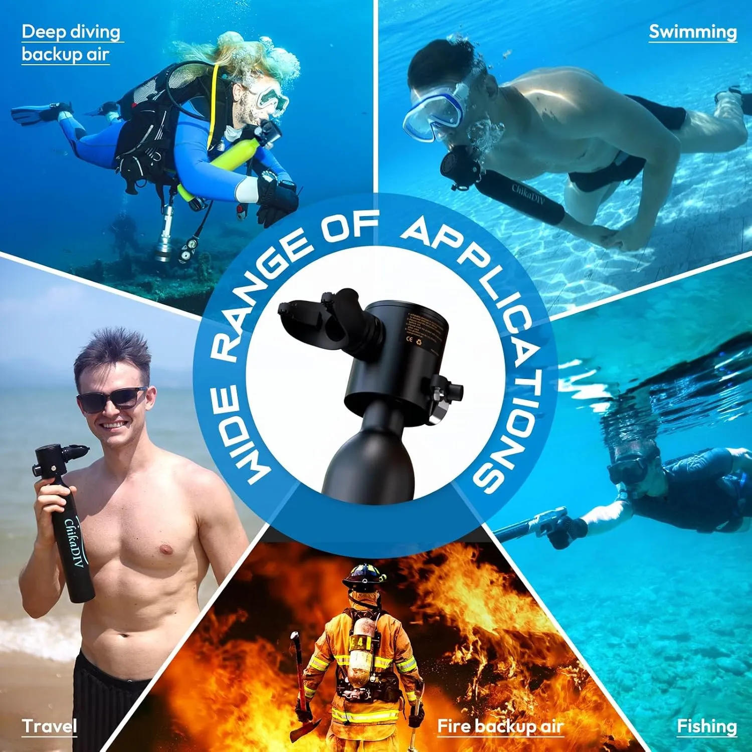 Mini Scuba Tank,Portable Diving Tank,0.5l Lung Tank for Snorkeling Diving, Reusable Scuba Diving Kit Gear Underwater Breathing Training, Emergency Rescue