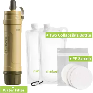 miniwell Gravity Water Purifier Straw Fairly Light and Easily Packed. Multi Use for Group Camping and Famliy Emergency Prepardness