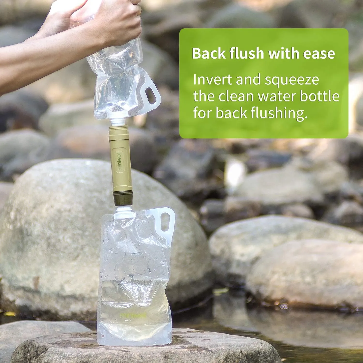 miniwell Gravity Water Purifier Straw Fairly Light and Easily Packed. Multi Use for Group Camping and Famliy Emergency Prepardness