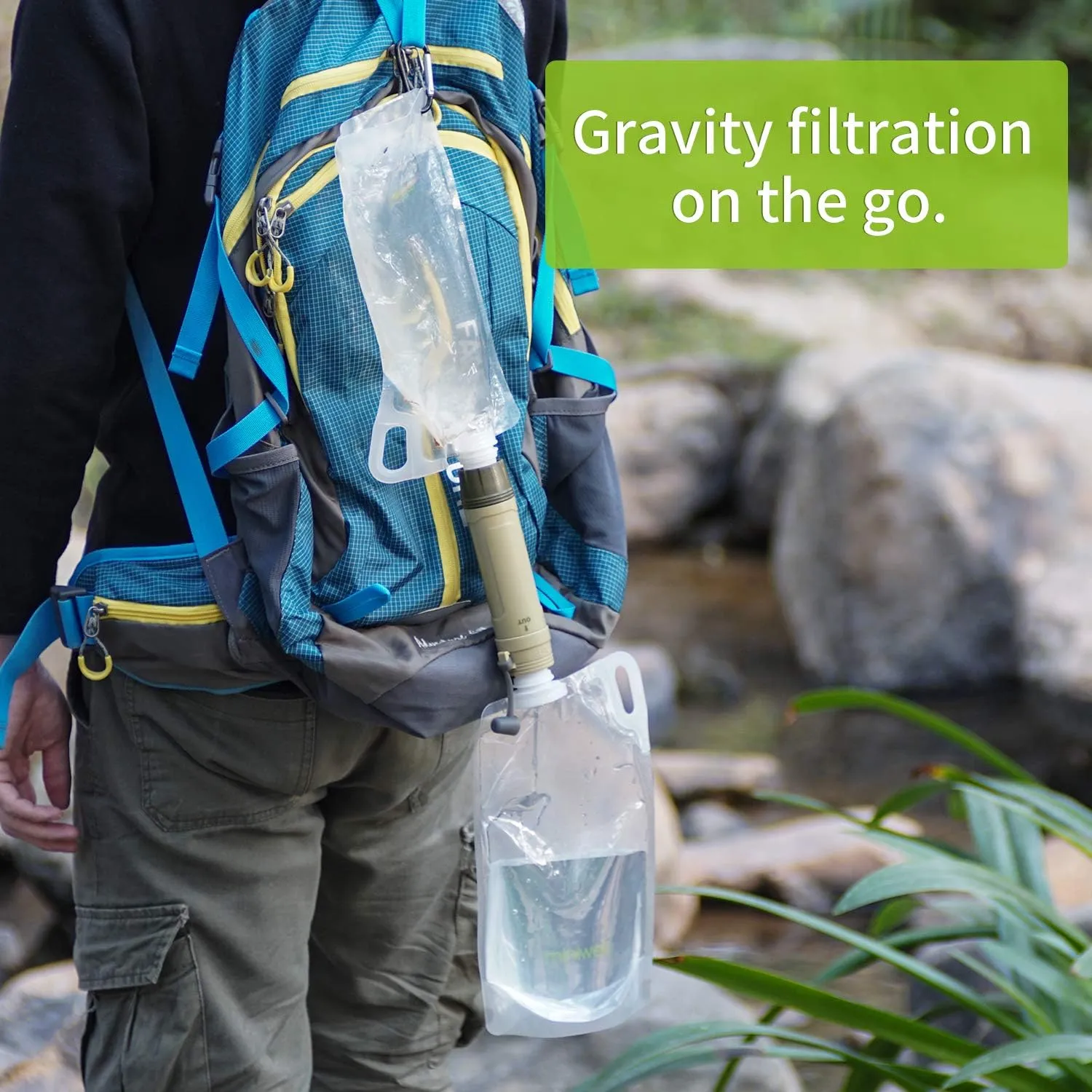 miniwell Gravity Water Purifier Straw Fairly Light and Easily Packed. Multi Use for Group Camping and Famliy Emergency Prepardness