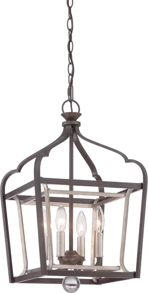 Minka Lavery 4343-593 Astrapia Large Pendant Lantern Ceiling Lighting, 4 Light, 240 Watts, Dark Rubbed Sienna