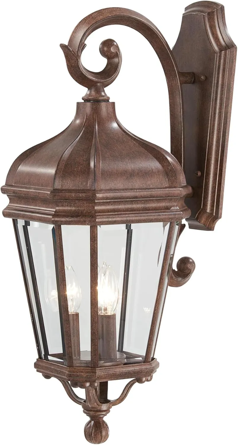 Minka Lavery Outdoor Wall Light 8692-61 Harrison Cast Aluminum Exterior Wall Lantern, 180 Watts, Rust