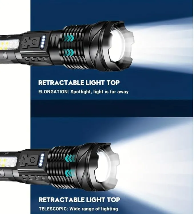 MODOAO LED Flashlight Rechargeable, Handheld Flashlights with 7 Modes & Zoomable, Powerful Emergency Flashlights Camping, Hiking,and Outdoor Use (5 Pack)
