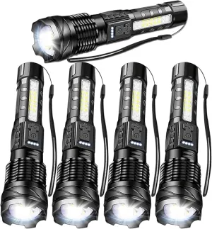 MODOAO LED Flashlight Rechargeable, Handheld Flashlights with 7 Modes & Zoomable, Powerful Emergency Flashlights Camping, Hiking,and Outdoor Use (5 Pack)