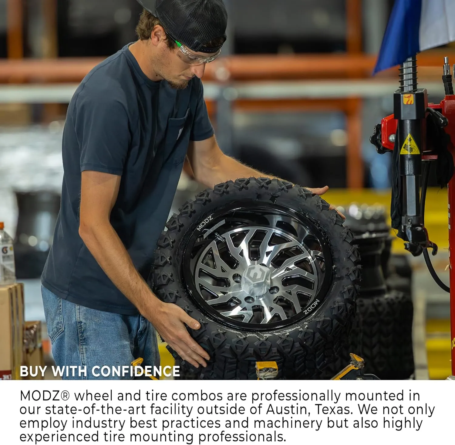MODZ Vampire Machined Black 10" Golf Cart Wheels and Arisun X-Trail (20x10-10) All-Terrain Golf Cart Tires Combo - Set of 4