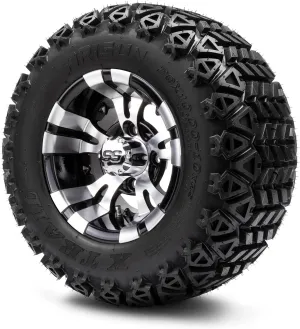 MODZ Vampire Machined Black 10" Golf Cart Wheels and Arisun X-Trail (20x10-10) All-Terrain Golf Cart Tires Combo - Set of 4