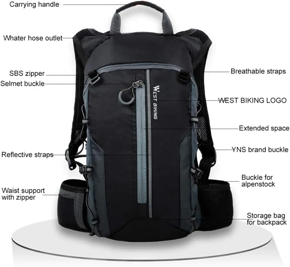 Moiitee 10L Ultra-light Waterproof Bike Backpack with Hydration Bladder, Suitable for Cycling, Hiking, and Snow Activities (Green)