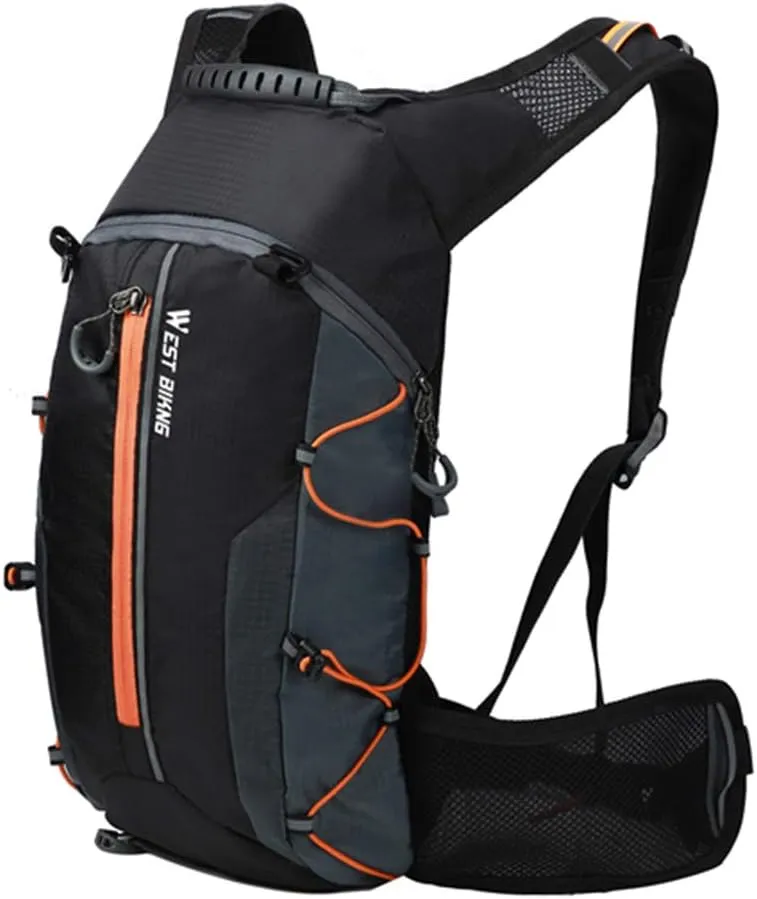 Moiitee 10L Ultra-light Waterproof Bike Backpack with Hydration Bladder, Suitable for Cycling, Hiking, and Snow Activities (Orange)