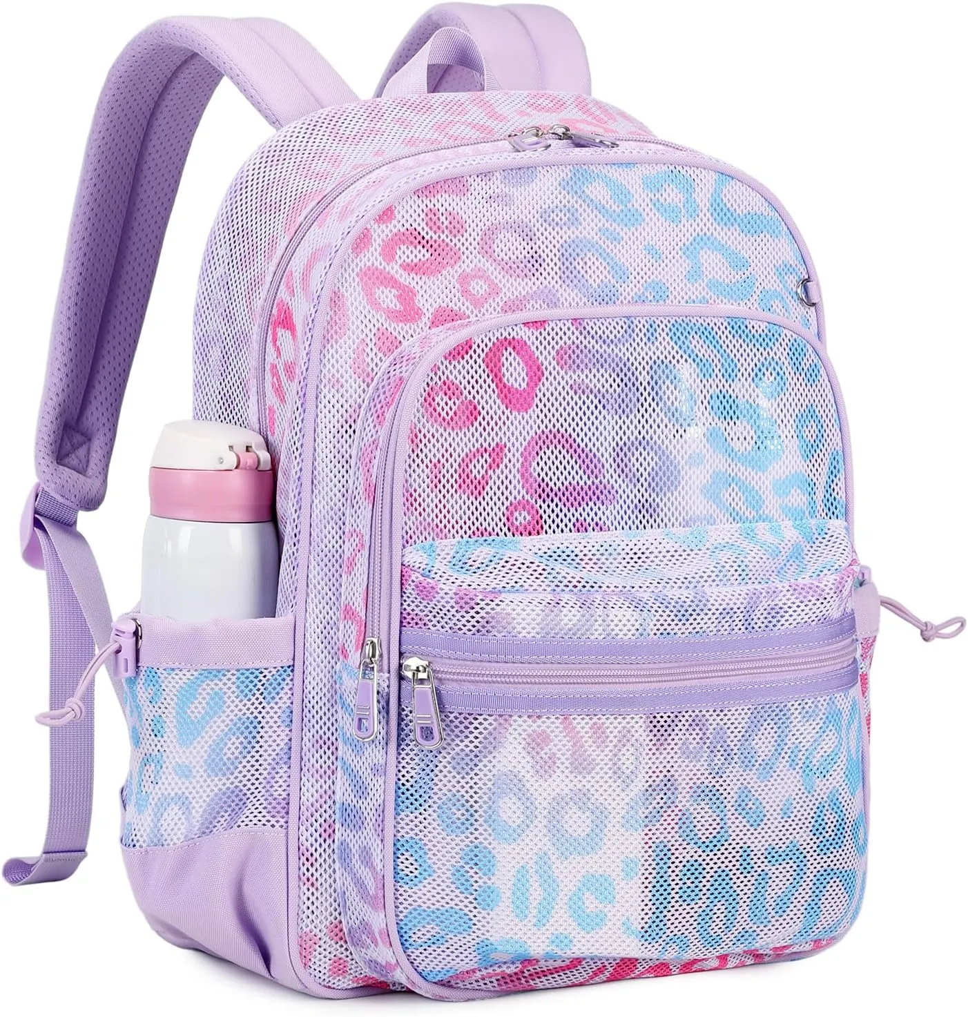 MOONBABY Mesh Backpack Heavy Duty, See Through School Backpack Transparent Bookbag for Swimming, Beach, Sports, Work, Travel