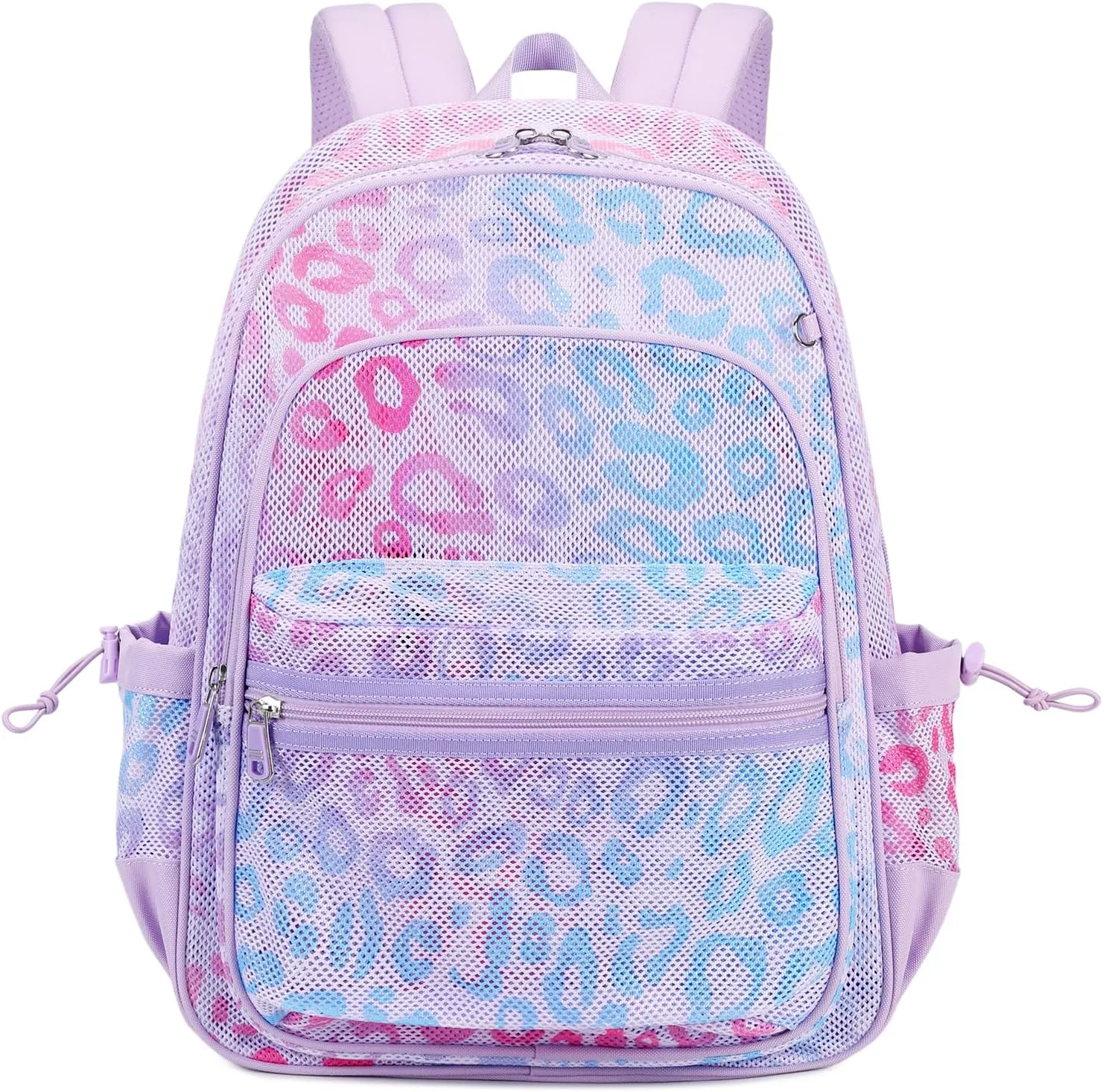 MOONBABY Mesh Backpack Heavy Duty, See Through School Backpack Transparent Bookbag for Swimming, Beach, Sports, Work, Travel