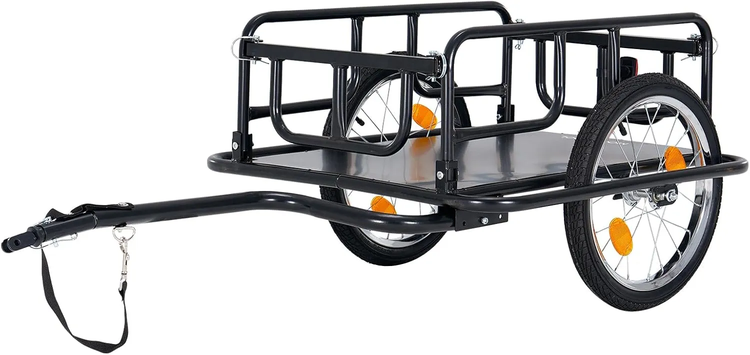 MOONCOOL Bike Cargo Trailer, Heavy Duty Bicycle Wagon Cart, Foldable Compact Storage Bike Trailer 176 lbs Load Capacity