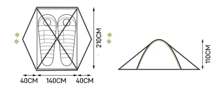 Moonta 1-2 Persons Tent (Green)