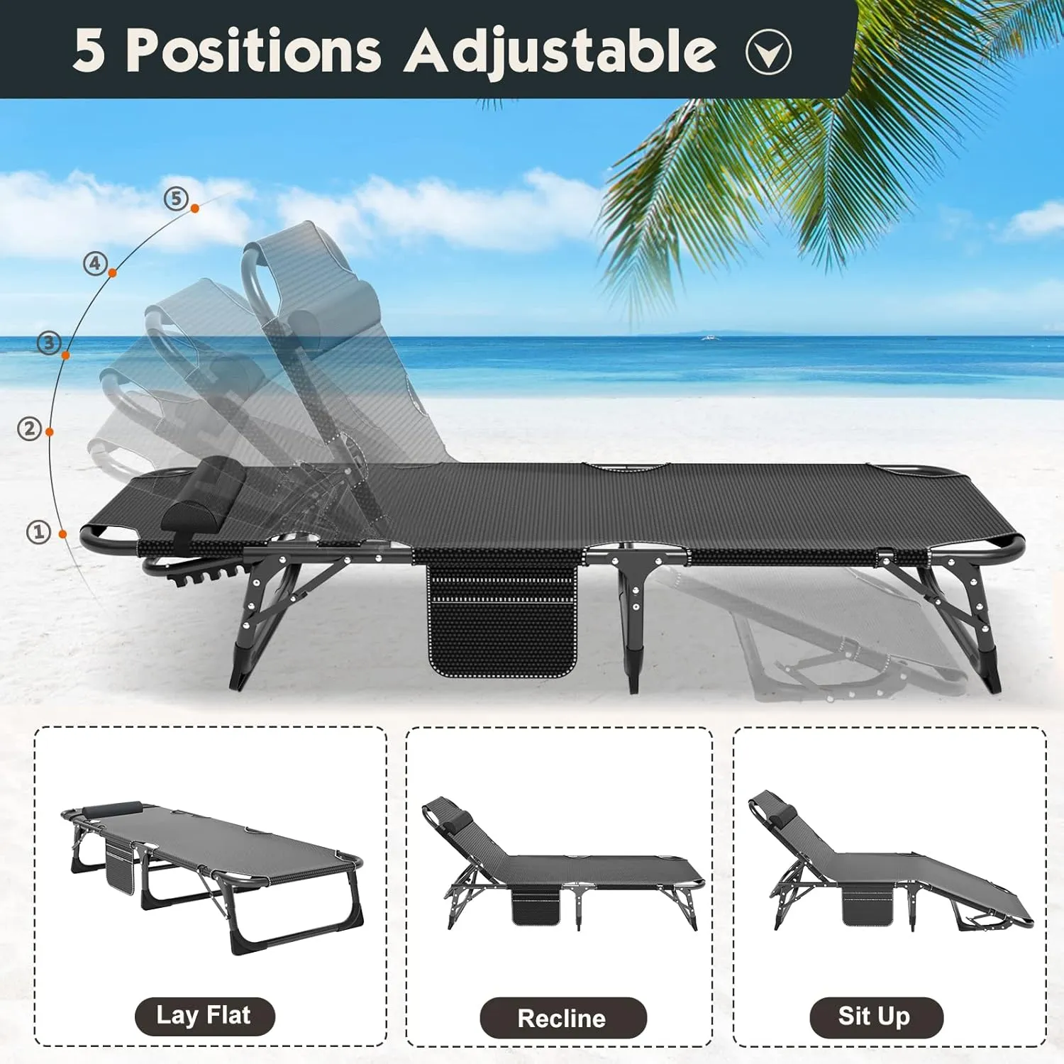 MOPHOTO Folding Bed with Mattress, Portable Foldable Adult Bed Frame for Guest, Fold up Bed Cot for Indoor Outdoor Travel Camp Vacation