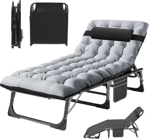MOPHOTO Folding Bed with Mattress, Portable Foldable Adult Bed Frame for Guest, Fold up Bed Cot for Indoor Outdoor Travel Camp Vacation