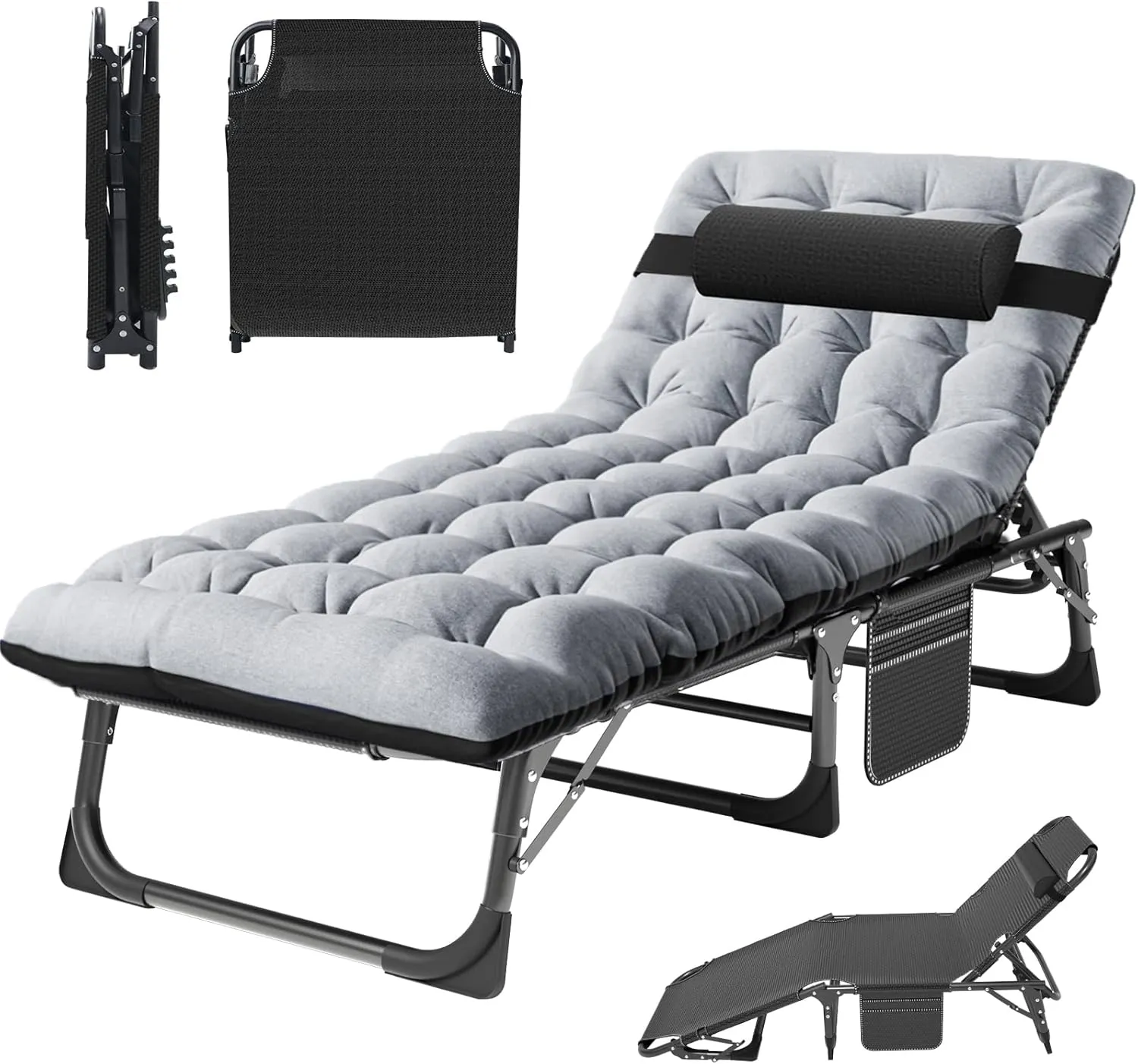 MOPHOTO Folding Bed with Mattress, Portable Foldable Adult Bed Frame for Guest, Fold up Bed Cot for Indoor Outdoor Travel Camp Vacation