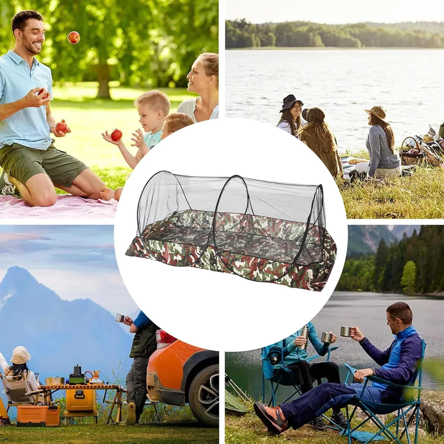 mosquitoo Net Tent - Foldable Outdoor Travel Shelter for Single or Double Person, Quick Setup Mesh Tent with Carry Bag | Compact Protection for Camping, Hiking, Climbing, Backpacking, Jungle