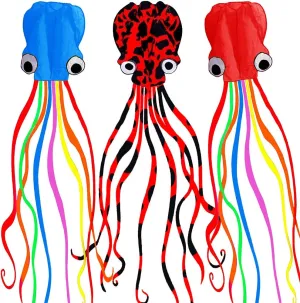 Motiloo Software Octopus Flyer Kite - Pack of 3 Spotty Colors, Easy to Fly, Best for Beginners, Kids & Adults