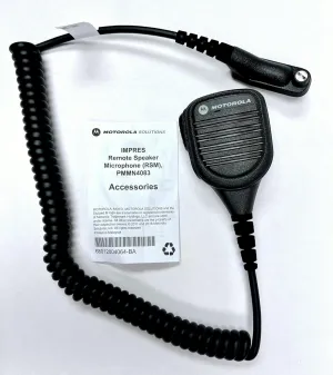 Motorola Solutions PMMN4083AL, PMMN4083, Remote Speaker Microphone. APX6000, APX8000, SRX2200. IP68 Rugged and Windporting