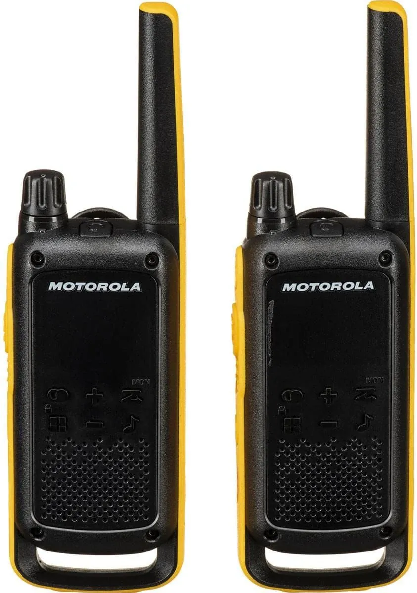 Motorola Solutions T470 Talkabout Two Way Radios, Long Range Emergency Rechargeable Walkie Talkies 22 Channel, 35 Mile outdoor Black Yellow, 2 Pack