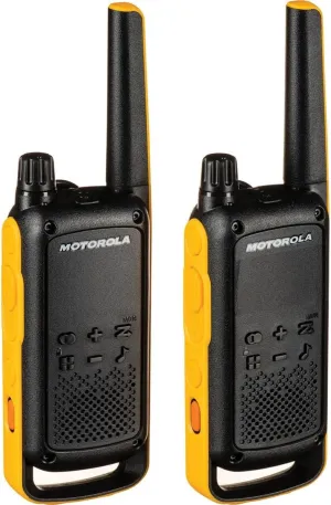 Motorola Solutions T470 Talkabout Two Way Radios, Long Range Emergency Rechargeable Walkie Talkies 22 Channel, 35 Mile outdoor Black Yellow, 2 Pack