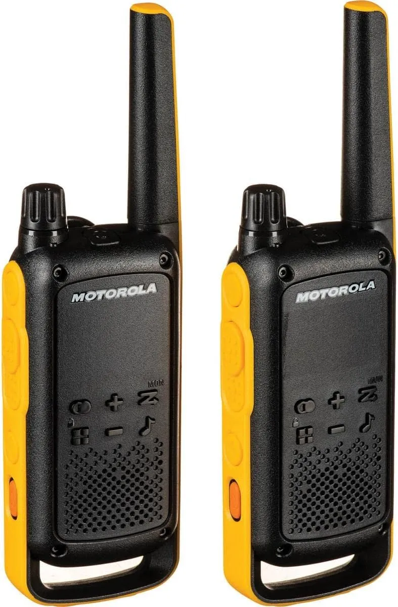 Motorola Solutions T470 Talkabout Two Way Radios, Long Range Emergency Rechargeable Walkie Talkies 22 Channel, 35 Mile outdoor Black Yellow, 2 Pack