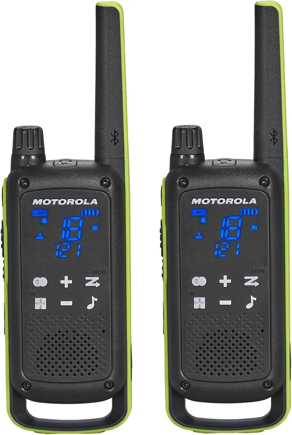 Motorola Solutions T803 Two-Way Radio Walkie Talkie 35 mi. Bluetooth w/Charging Dock 2-Pack (Lime Green)