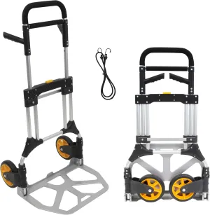 Mount-It! Folding Dolly, Aluminum Trolley, Industrial Grade Heavy Duty 440 Lb Capacity Hand Truck with Durable Rubber Wheels, Ergonomic Telescoping Handle for Indoor Outdoor, Foldable & Moving Dolly
