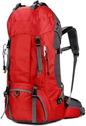 Mountaineering backpack， Internal Frame Backpack; High-Performance Backpack for Backpacking, Hiking。(Red)
