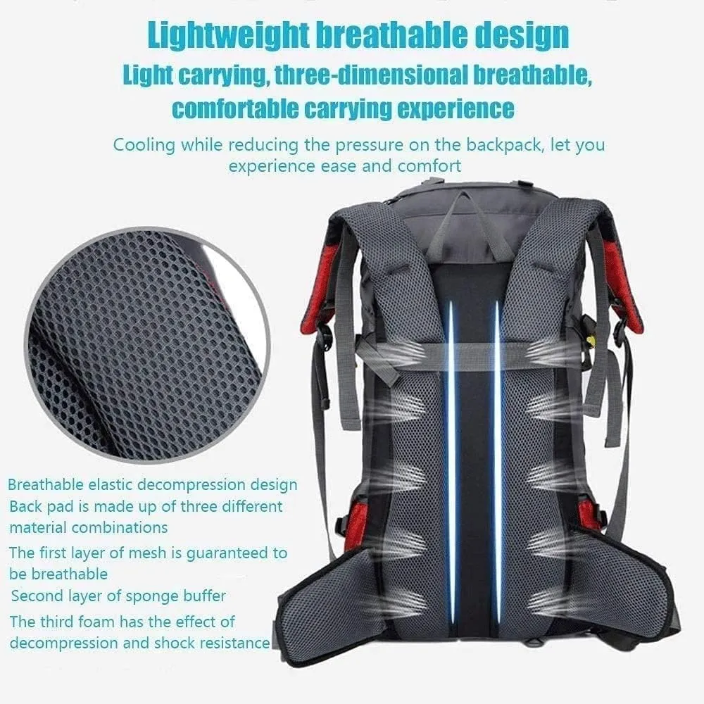 Mountaineering backpack， Internal Frame Backpack; High-Performance Backpack for Backpacking, Hiking。(Red)