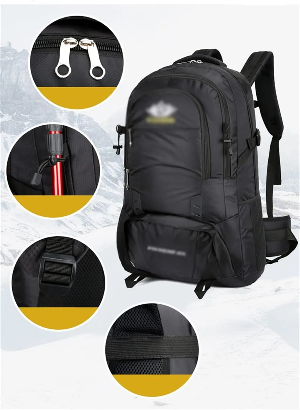 Mountaineering Backpack Rucksack 60L Outdoor Sports Bag Travel Backpack Hiking Backpack Hiking Bag(Black)