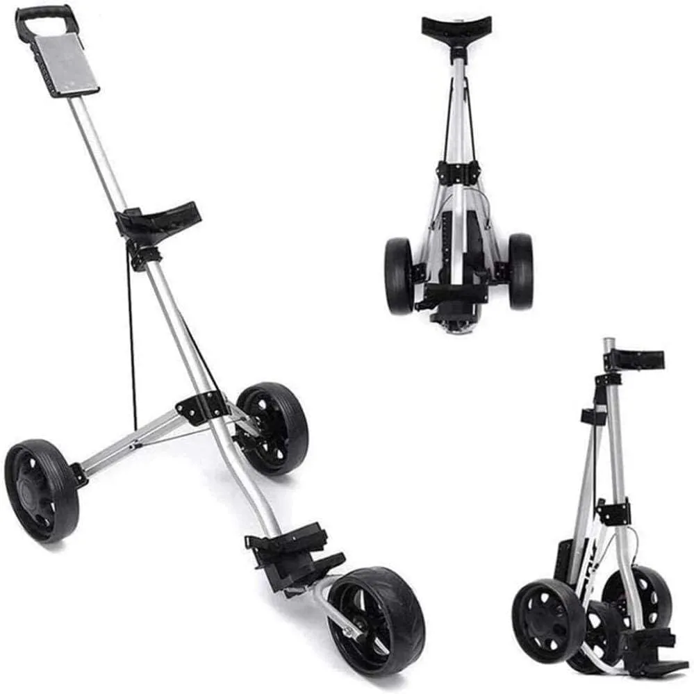 Multi-Purpose Golf Push Cart Golf Trolley 3 Wheel Push Pull Golf Cart Collapsible Cart One Second to Open and Close Folding Cart Lightweight Golf Carts with Score Board Foot Brake