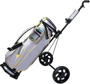 Multi-Purpose Golf Push Cart Golf Trolley Golf Pull Cart Adjustable Golf Trolley Cart 2 Wheels Push Pull Golf Cart Aluminium Alloy Foldable Trolley with Brake with Scoreboard