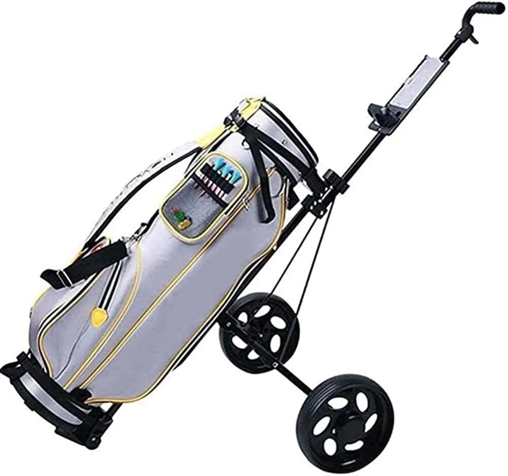 Multi-Purpose Golf Push Cart Golf Trolley Golf Pull Cart Adjustable Golf Trolley Cart 2 Wheels Push Pull Golf Cart Aluminium Alloy Foldable Trolley with Brake with Scoreboard