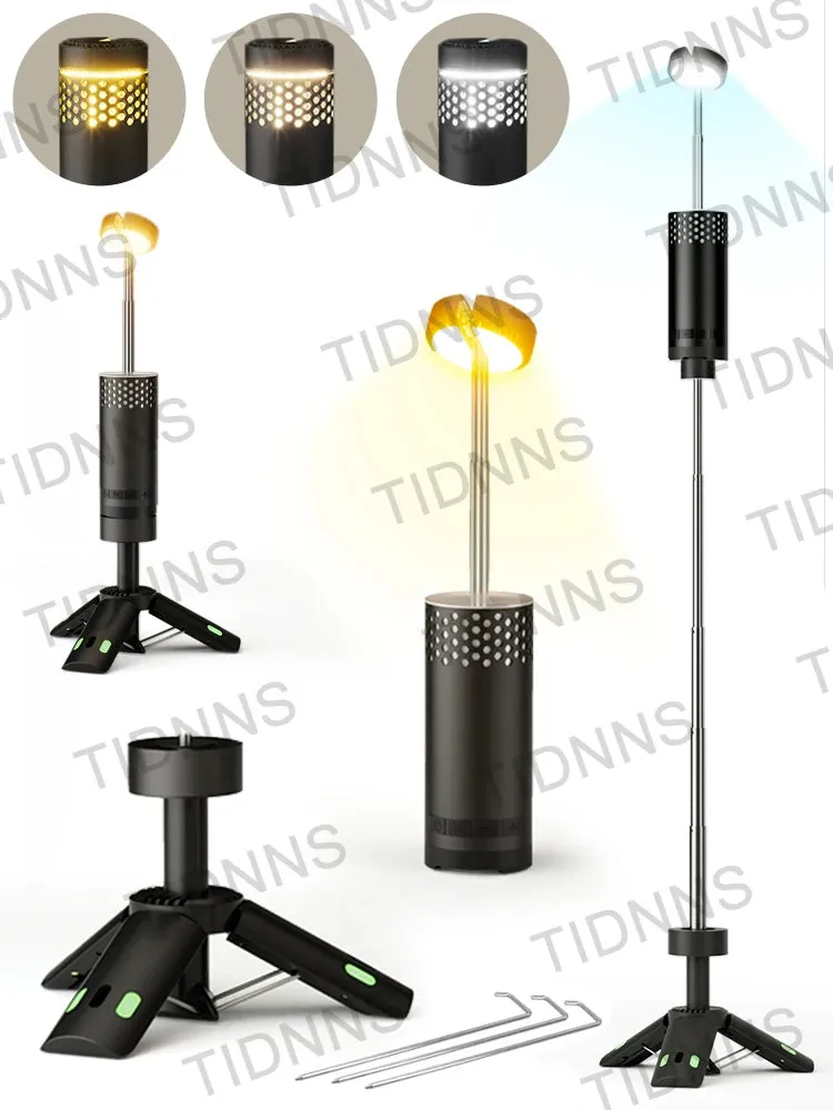 Multifunctional Rechargeable LED Camping Flashlight Lamp with Tripod & Retractable Torch