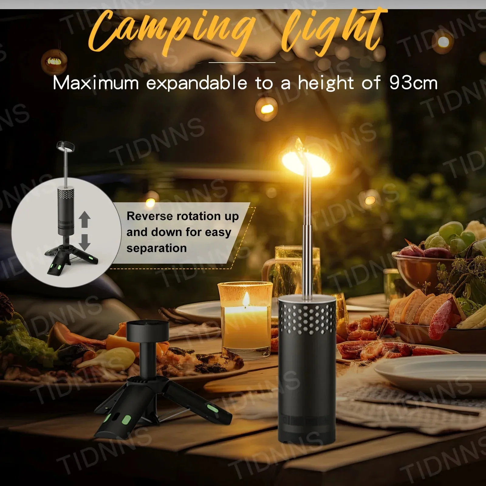 Multifunctional Rechargeable LED Camping Flashlight Lamp with Tripod & Retractable Torch