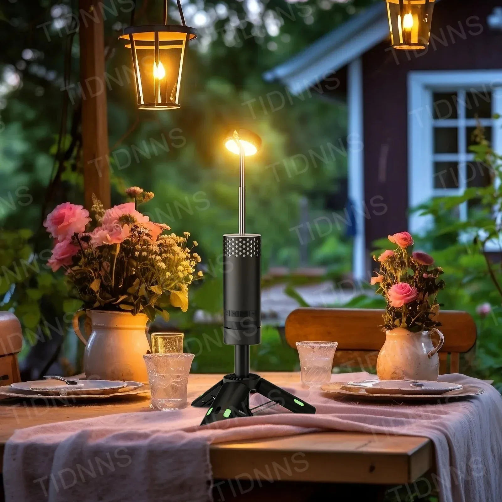 Multifunctional Rechargeable LED Camping Flashlight Lamp with Tripod & Retractable Torch