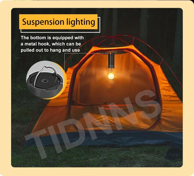 Multifunctional Rechargeable LED Camping Flashlight Lamp with Tripod & Retractable Torch