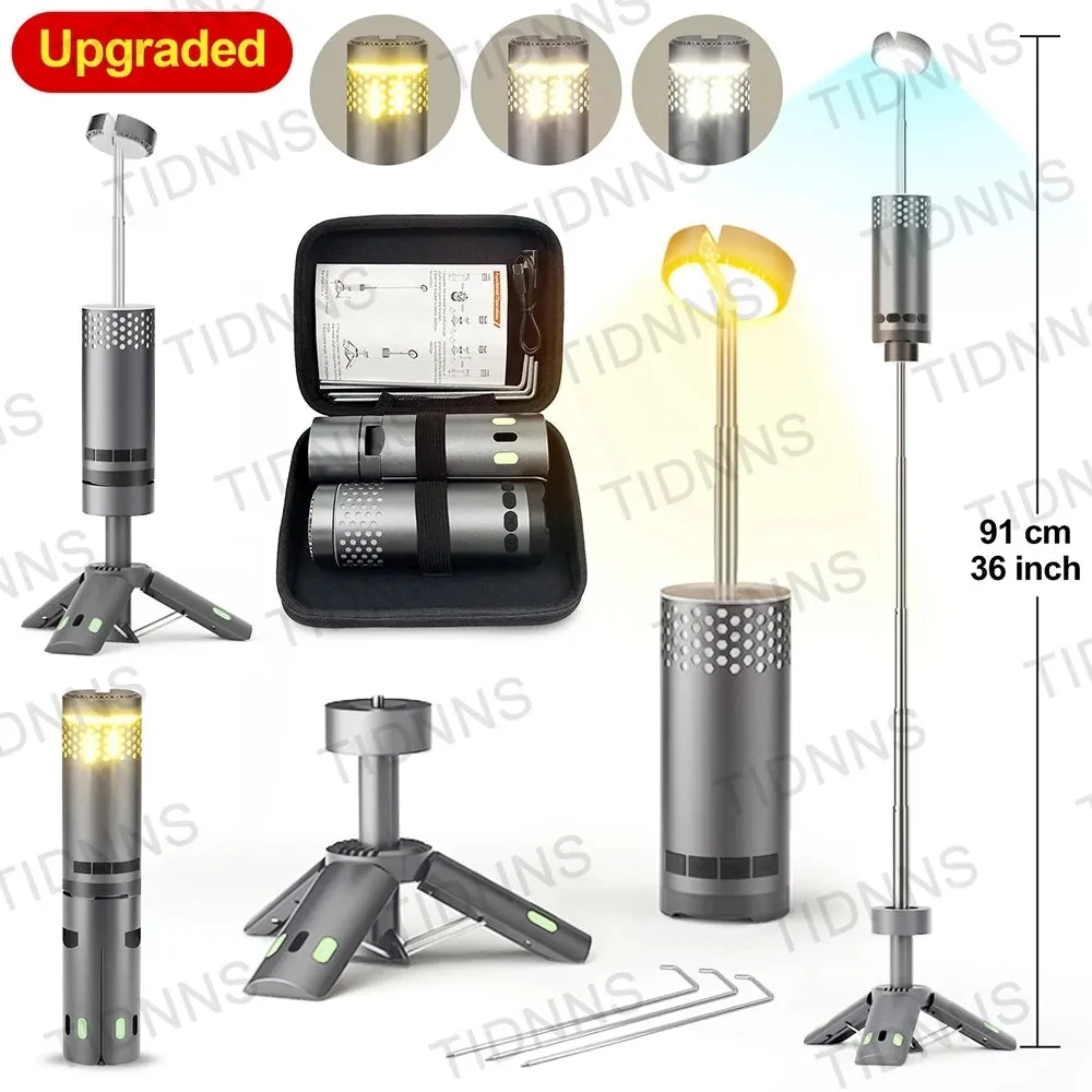 Multifunctional Rechargeable LED Camping Flashlight Lamp with Tripod & Retractable Torch
