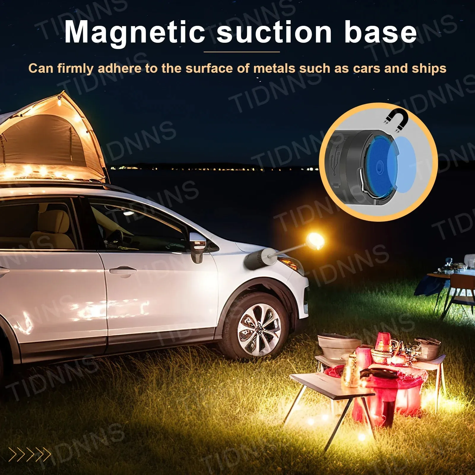 Multifunctional Rechargeable LED Camping Flashlight Lamp with Tripod & Retractable Torch