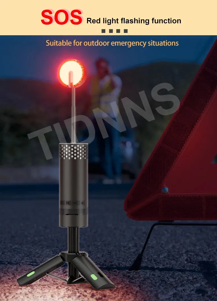 Multifunctional Rechargeable LED Camping Flashlight Lamp with Tripod & Retractable Torch