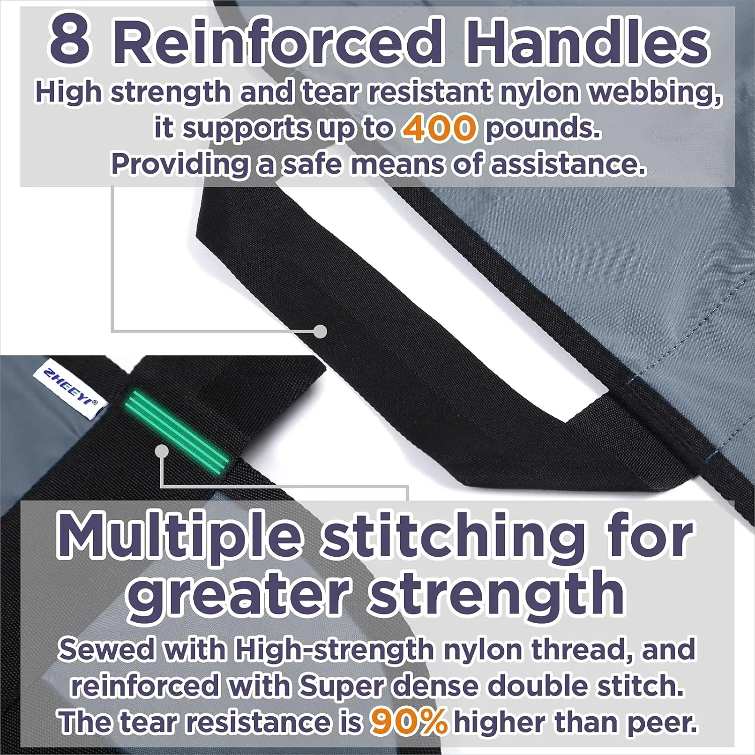 Multipurpose 48" x 40" Positioning Bed Pad with Reinforced Handles - Reusable & Washable Patient Sheet for Turning, Lifting & Repositioning - Double-Sided Nylon Fabric, Gray