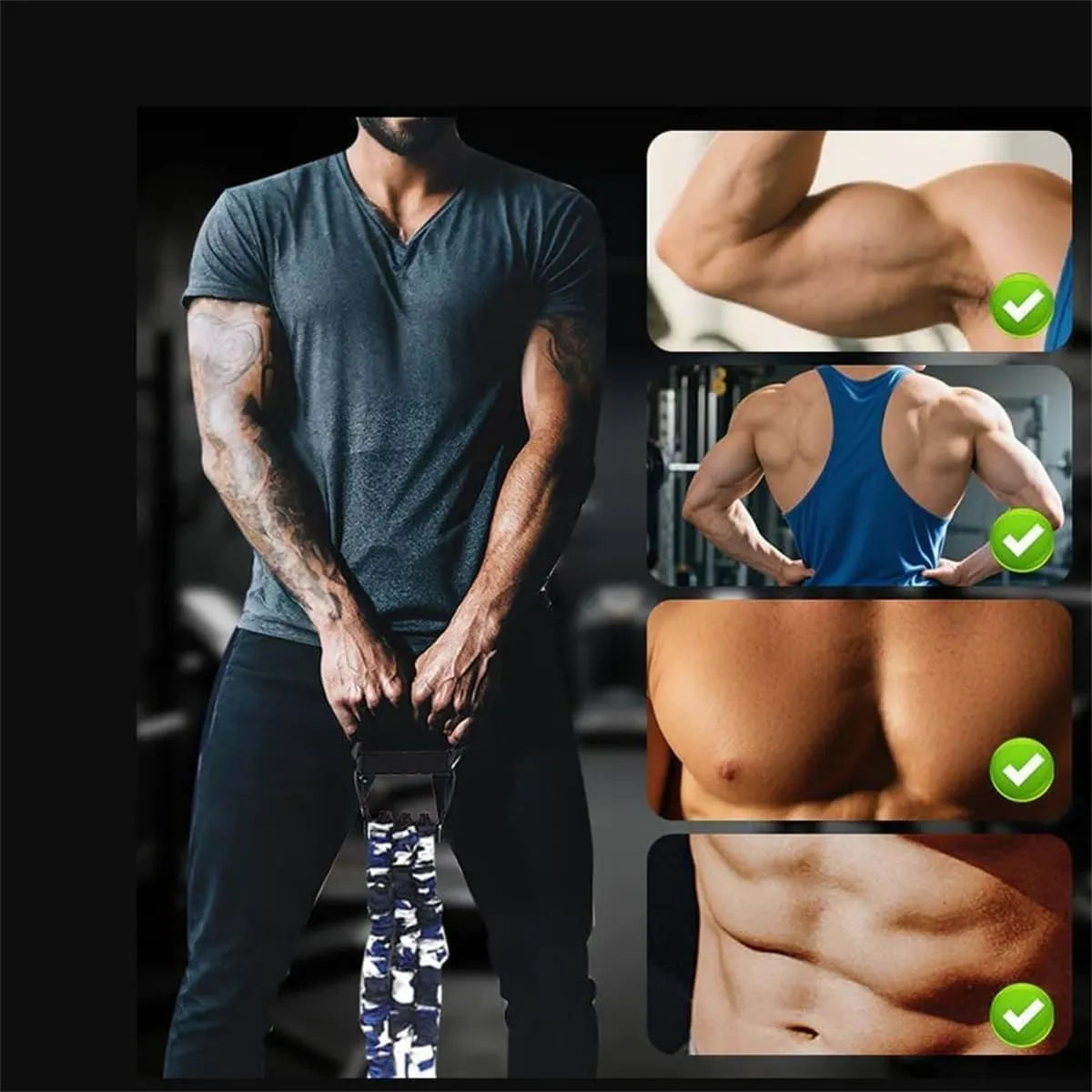 Natural Latex 3-Hole Resistance Stretcher, High Elasticity Chest Expander, Tear Resistant Fitness Resistance Bands, for Strength Training, Ankle & Pedal Puller Exercise Equipment