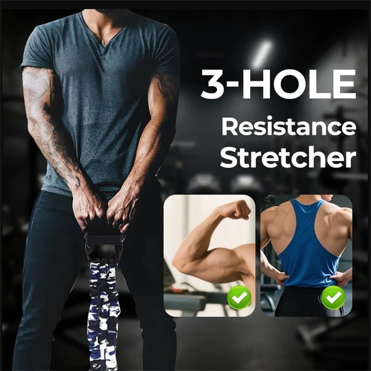 Natural Latex 3-Hole Resistance Stretcher, High Elasticity Chest Expander, Tear Resistant Fitness Resistance Bands, for Strength Training, Ankle & Pedal Puller Exercise Equipment