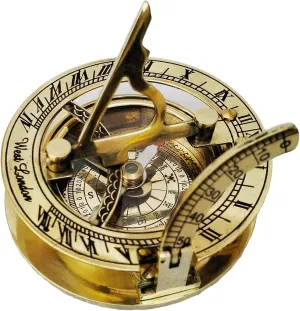 Nauticals Solid Brass 3" Sundial Compass - Vintage Round Folding Sundial Compass