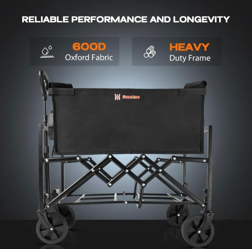 Navatiee Foldable Collapsible Wagon Cart, Utility Garden Wagon