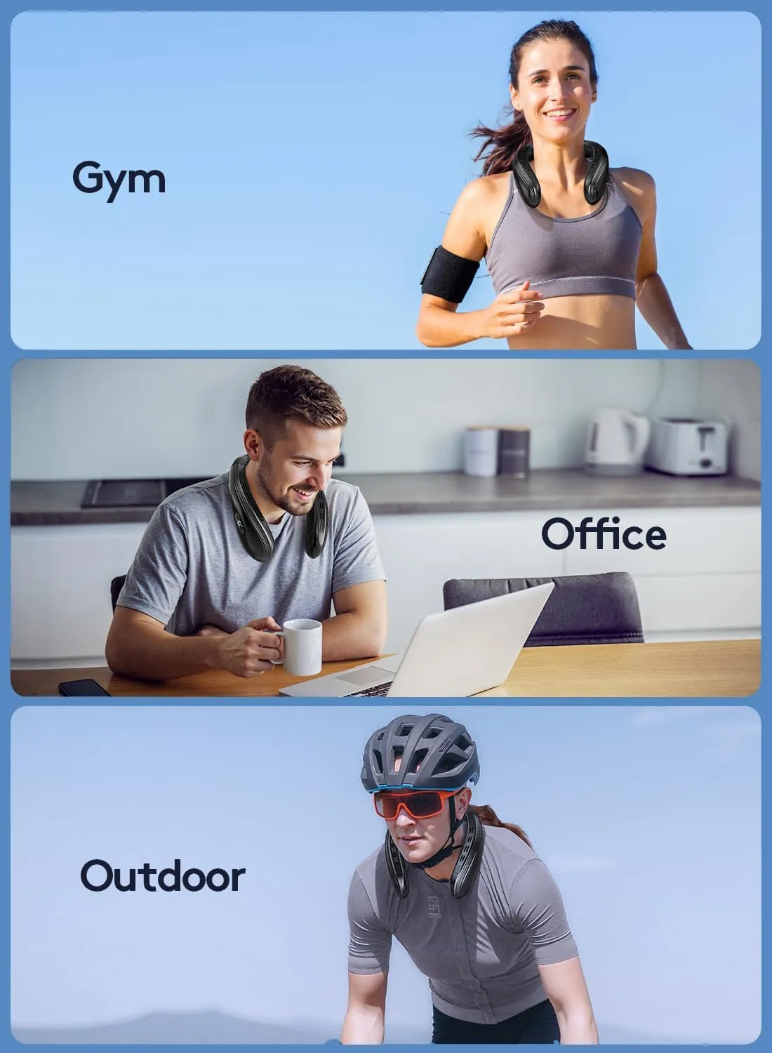 Neck Air Conditioner Portable, 360°Up-down Airflow Neck Fans that Blow Cold Air, 2-in-1 Neck Fan with Large Cooling Plate, 6000mAh Rechargeable Personal Fan for Men Women Outdoor/Office/Travel
