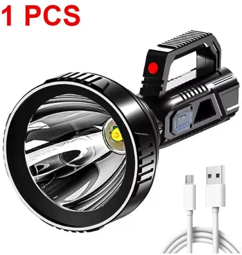 New 200Watts High Power P100 LED Searchlight Flashlight Waterproof 1500M Long Range USB Rechargeable Powerful Spotlight Searchlight Camping Lamp
